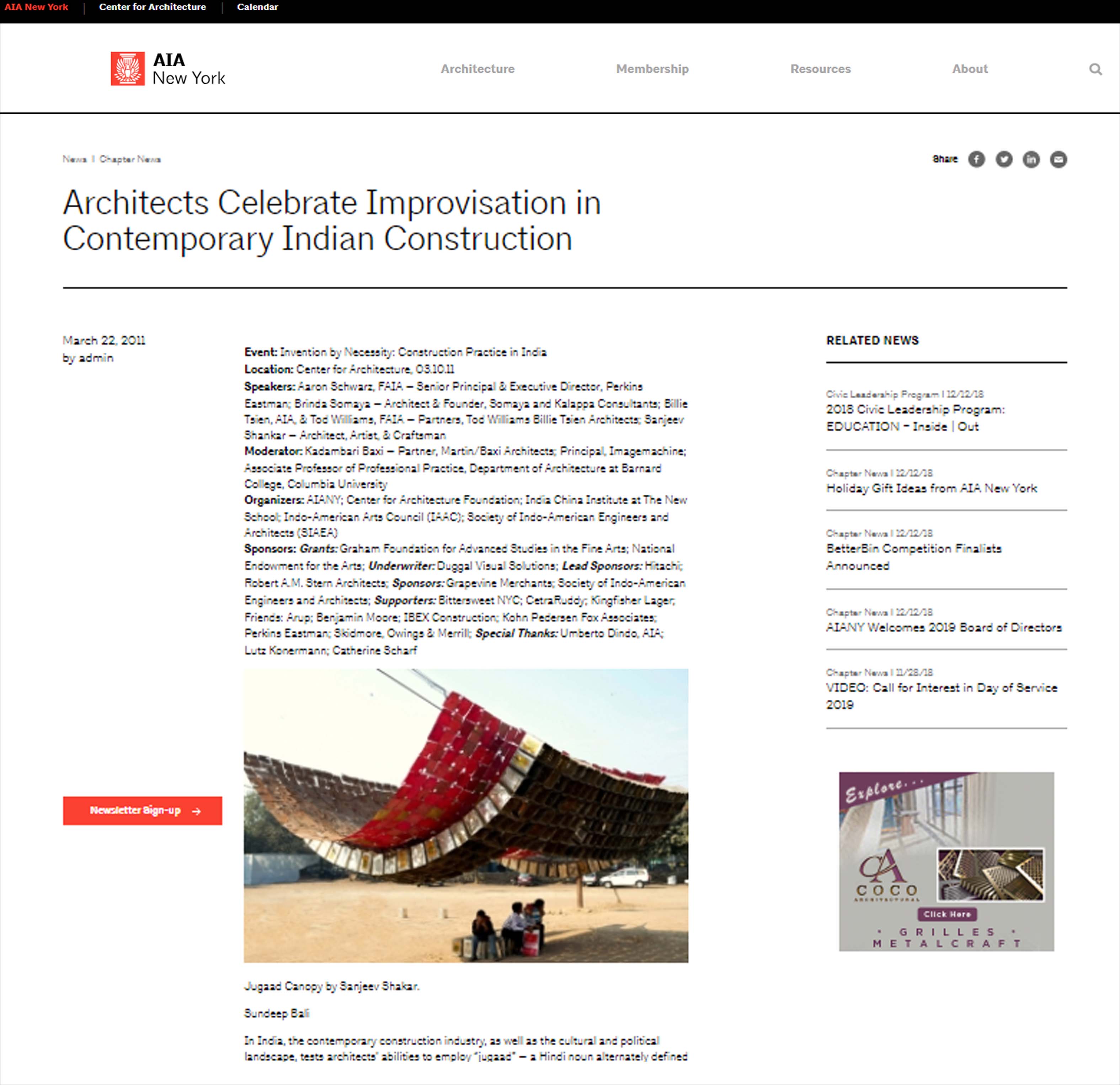 Architects Celebrate Improvisation in Contemporary Indian Construction, AIA New York - March 2011